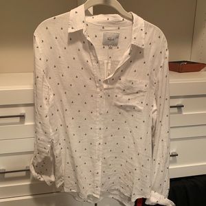 Rails white button down with sailboats